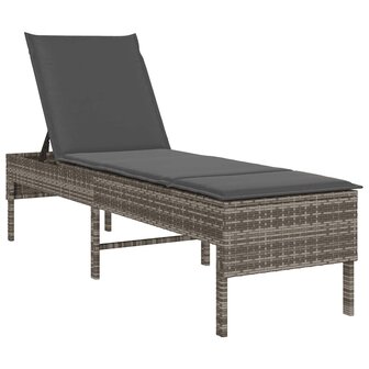 Ligstoel met kussen grijs 55x200x44cm polyrotan 2