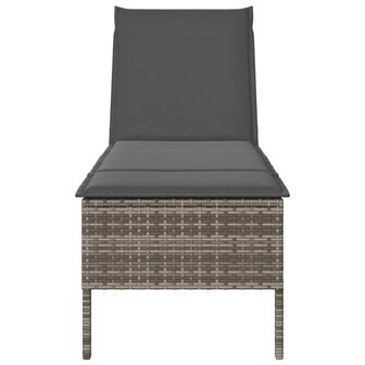 Ligstoel met kussen grijs 55x200x44cm polyrotan 5