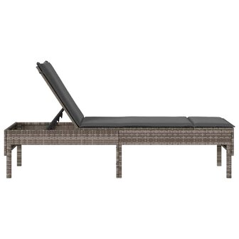 Ligstoel met kussen grijs 55x200x44cm polyrotan 6