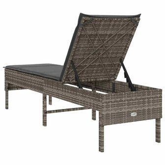 Ligstoel met kussen grijs 55x200x44cm polyrotan 7