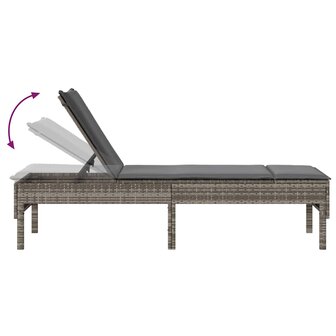 Ligstoel met kussen grijs 55x200x44cm polyrotan 8