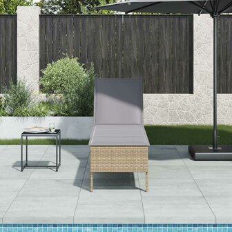 Ligstoel met kussen beige 55x200x44cm polyrotan 1