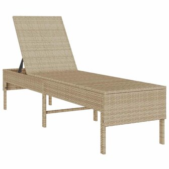 Ligstoel met kussen beige 55x200x44cm polyrotan 4