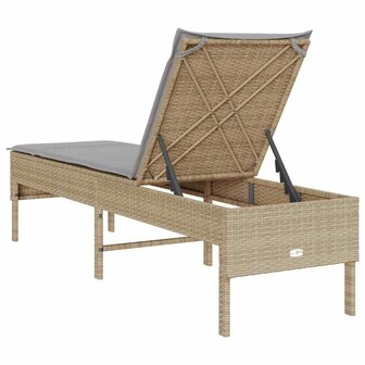 Ligstoel met kussen beige 55x200x44cm polyrotan 7