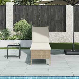 Ligstoel met kussen beige 55x200x44cm polyrotan 1