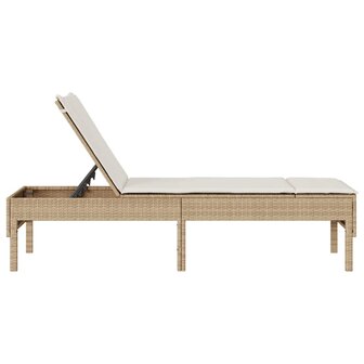 Ligstoel met kussen beige 55x200x44cm polyrotan 6