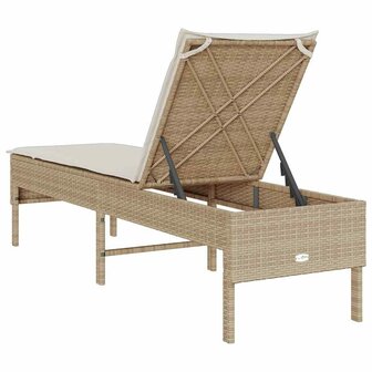 Ligstoel met kussen beige 55x200x44cm polyrotan 7