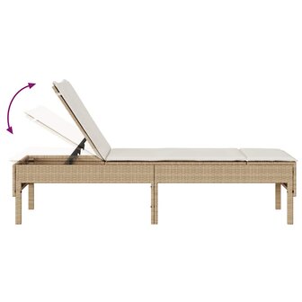 Ligstoel met kussen beige 55x200x44cm polyrotan 8