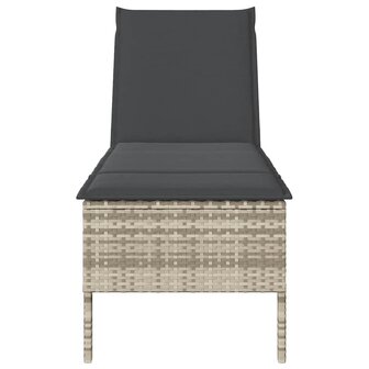 Ligstoel met kussen lichtgrijs 55x200x44cm polyrotan 5