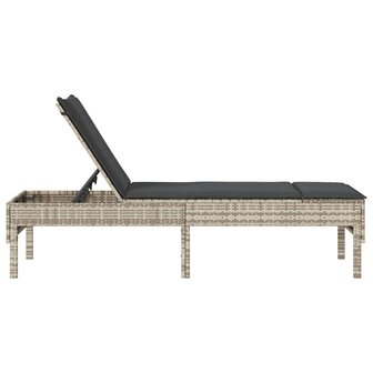 Ligstoel met kussen lichtgrijs 55x200x44cm polyrotan 6