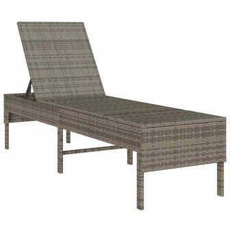Ligstoel met kussen grijs 55x200x44cm polyrotan 4