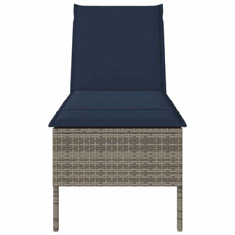 Ligstoel met kussen grijs 55x200x44cm polyrotan 5