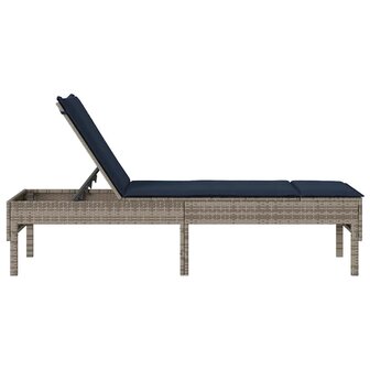 Ligstoel met kussen grijs 55x200x44cm polyrotan 6