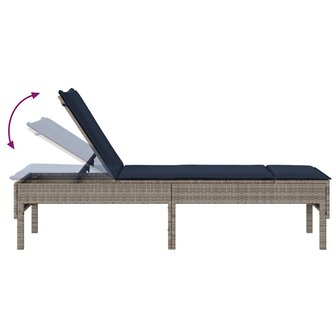 Ligstoel met kussen grijs 55x200x44cm polyrotan 8