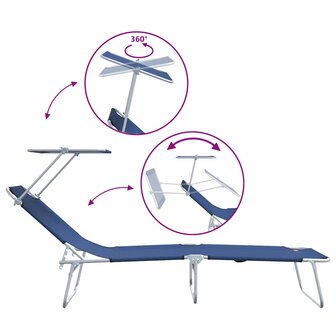 Ligstoel 2-persoon 2 pcs Blauw 58 x 188 x 77cm Stof 9