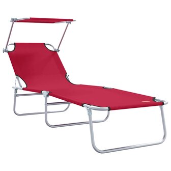 Opvouwbare Ligbedden 2 Stuks met Verstelbare Luifel Rode 600D Oxford Stof 4