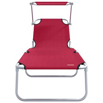 Opvouwbare Ligbedden 2 Stuks met Verstelbare Luifel Rode 600D Oxford Stof 5