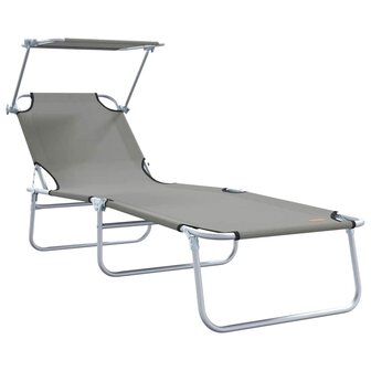 Vouwbare Ligbedden 2 Stuks Met Luifel Grijs 600D Oxford Stof 3