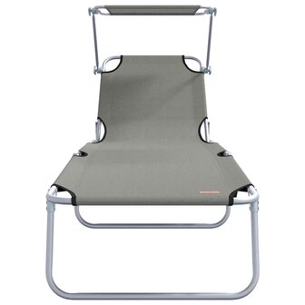 Vouwbare Ligbedden 2 Stuks Met Luifel Grijs 600D Oxford Stof 4