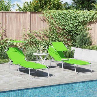 Vouwbare Ligbedden 2 Stuks Met Luifel Groene 600D Oxford Stof 1