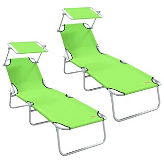 Vouwbare Ligbedden 2 Stuks Met Luifel Groene 600D Oxford Stof 2