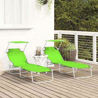 Vouwbare Ligbedden 2 Stuks Met Luifel Groene 600D Oxford Stof 3