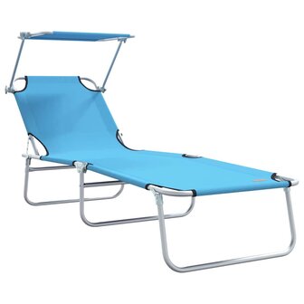 Opvouwbare Ligbedden 2 Stuks met Luifel - Helderblauwe 600D Oxford Stof 4