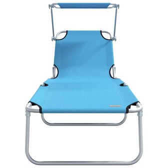 Opvouwbare Ligbedden 2 Stuks met Luifel - Helderblauwe 600D Oxford Stof 5