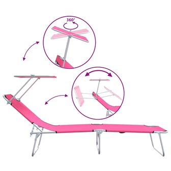 Ligstoel 2-persoon 2 pcs Roze 58 x 188 x 77cm Stof 9