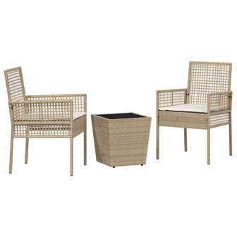 3-delige tuin bistroset met kussens in beige van poly riet 2