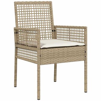 3-delige tuin bistroset met kussens in beige van poly riet 6