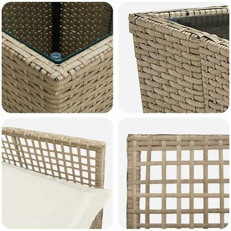 3-delige tuin bistroset met kussens in beige van poly riet 9