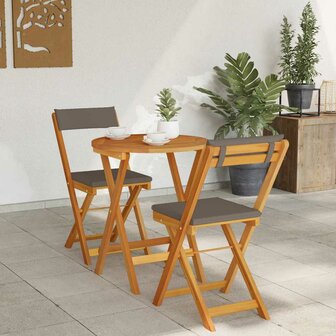 3-delige vouw bistroset met kussens van acaciahout 4