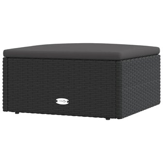 Voetensteun met kussen poly rattan zwart 2