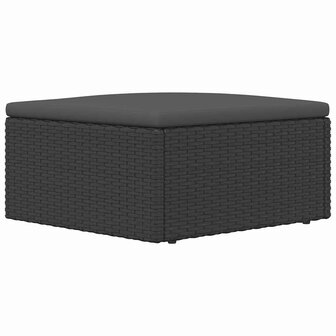 Voetensteun met kussen poly rattan zwart 5
