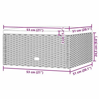 Voetensteun met kussen poly rattan zwart 7