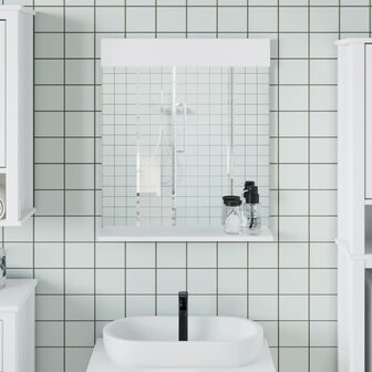 Badkamerspiegel met schap BERG 60x12x70 cm massief hout wit 1