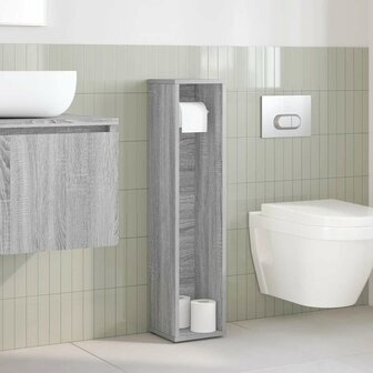 Badkamerkast met rolhouder grijs Sonoma 20,5x20x90 cm 3