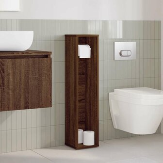Badkamerkast met rolhouder Bruin Eiken 20,5x20x90 cm 3