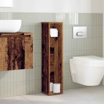 Badkamerkast met rolhouder oud hout 20,5x20x90 cm 3
