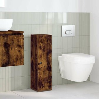 Badkamerkast met rolhouder 20,5x22x72 cm gerookt eikenkleurig 3