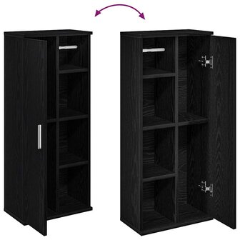 Badkamerkast met rolhouder 39x22x90 cm zwart 8