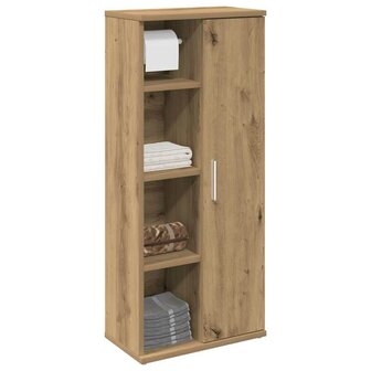 Badkamerkast met rolhouder 39x22x90 cm artisanaal eikenkleur 1