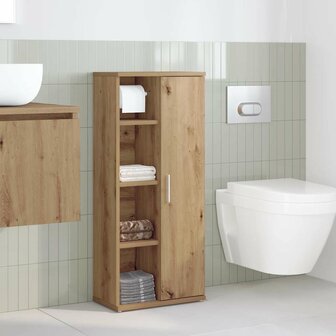 Badkamerkast met rolhouder 39x22x90 cm artisanaal eikenkleur 3