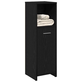 Badkamerkast Zwart Eiken 30x30x95 cm Bewerkt Hout 4