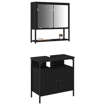 Badkamermeubelset 2 pcs Zwart 60 x 30 x 60 cm Bewerkt hout 3