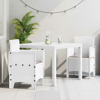 3-delige tuinset met kussens in wit poly rattan 1