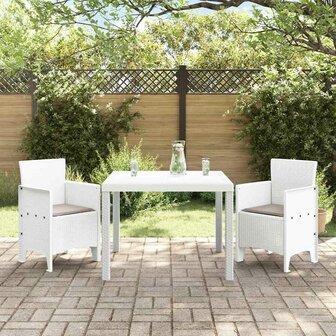 3-delige tuinset met kussens in wit poly rattan 2