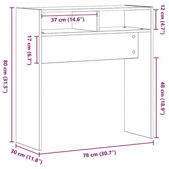 Wandtafel Zwart eiken 78 x 30 x 80 cm Bewerkt hout 9