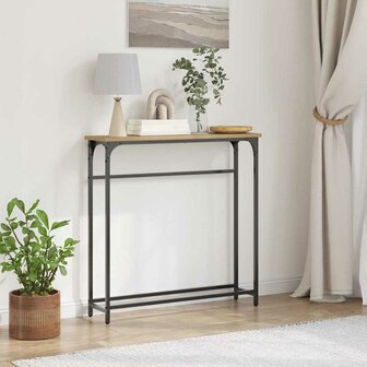 Wandtafel 75x19,5x75 cm bewerkt hout en staal artisanaal eiken 1